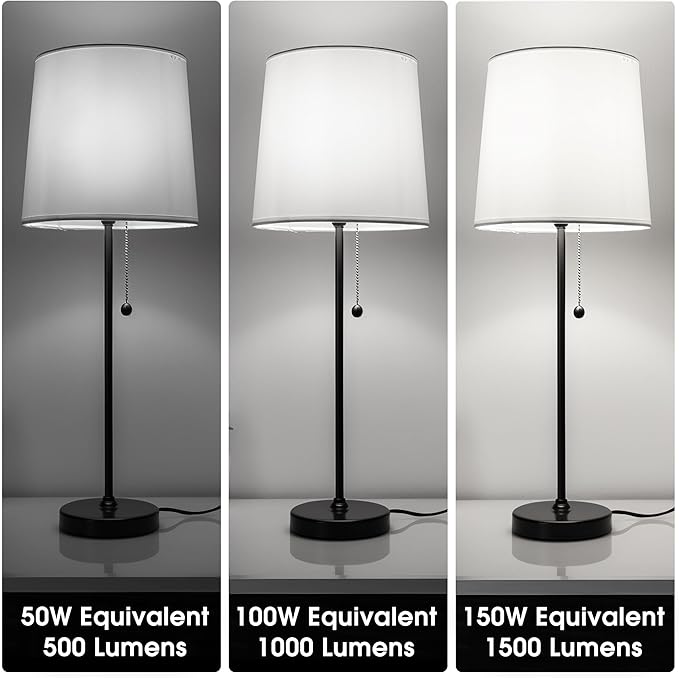 Briignite 3 Way LED Light Bulbs, 3 Way Light Bulbs 50 100 150W Equivalent Daylight 5000K A19 Light Bulbs E26 Base, Three Way Light Bulbs Indoor 3-Way Light Bulbs for Reading, 4 Pack