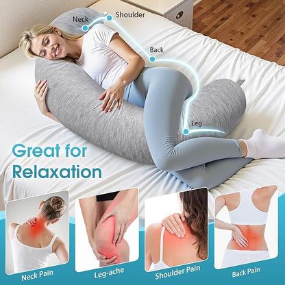 Body Pillow, Long Pillow, Memory Foam Body Pillow, C-Shaped Side Sleep Pillow, Long Lumbar Pillow, 35”×10”