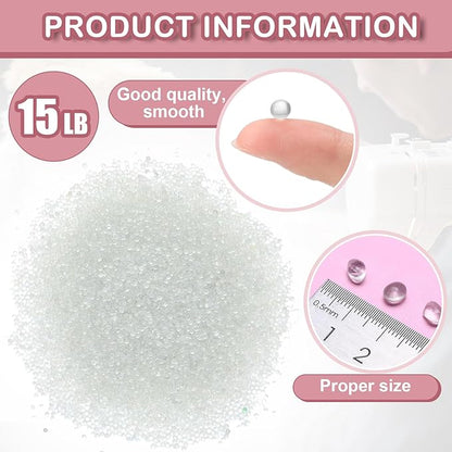 LemonRoad 15 Lbs Glass Beads Weighted Beads Glass Bead Filler Pellets for Stuffing Weighted Blankets Reborn Dolls Crafts Pillows Vests Stuffed Animals Anxiety Lap Pads