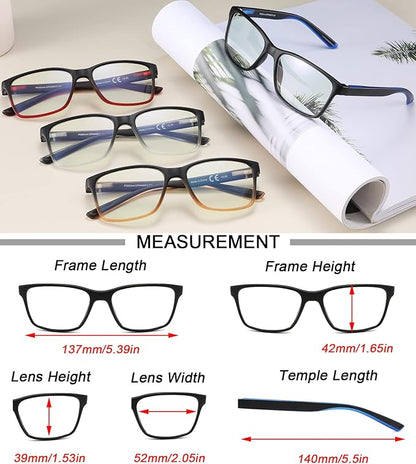 Reading Glasses for Men 4-Pack Stylish Computer Readers with Spring Hinges, Anti Glare/Eye Strain Filter UV Ray Blue Light Blocking Two-Tone Reader Eyeglasses,+2.75 Magnification Strength