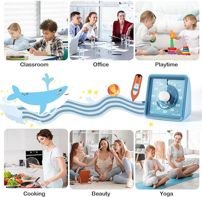 Secura 60-Minute Visual Countdown Timer for Kids & Adults, Classroom Time Management Tool (Blue & Blue)