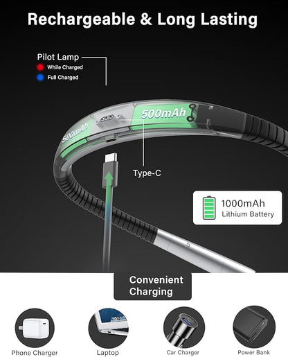 Vekkia Reading Light for Books in Bed, Retractable Neck Light, 2 Color&5 Brightness, Rechargeable Book Lamp, Long Lasting, Knitting,Crafting,Repairing