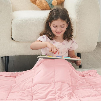 yescool Weighted Blanket (5 lbs, 36" x 48", Pink) Cooling Heavy Blanket for Sleeping Perfect for 40-60 lbs, Breathable Blanket with Premium Glass Bead, Machine Washable