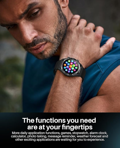 EarlySincere Smart Watch with Bluetooth Call, 1.39" Smartwatches for Men Women, Fitness Watch with Blood Oxygen/HR/Sleep, IP67 Waterproof for Android iOS Black