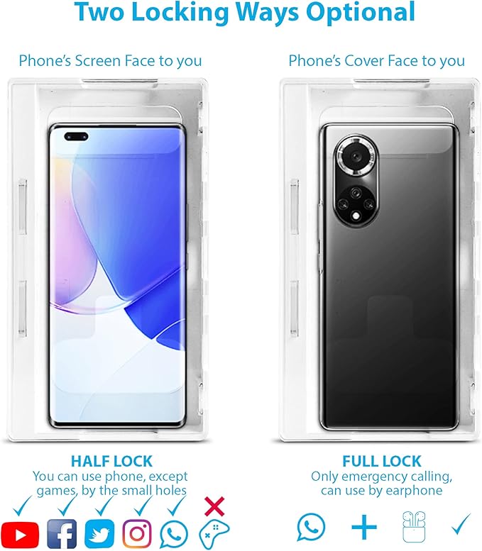 Cell Phone Lock Box – Portable Cell Phone Jail Box with 2 Keys to Reduce Kid's & Student's Screen Time – Self-Control Locking Container to Boost Productivity for iPhone, Samsung Clear