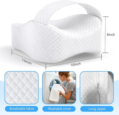 Knee Pillow for Side Sleepers, Memory Foam Leg Pillow for Side Sleeping, Between Legs Pillow for Relief Sciatica Hip Lower Back Pain, White