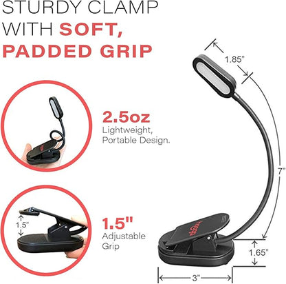 Hooga Red Book Light, Clip On 625nm LED Light for Reading in Bed, No Blue Light, Eye Care, Gift for Students, Kids, Travel, Nursing, Studying