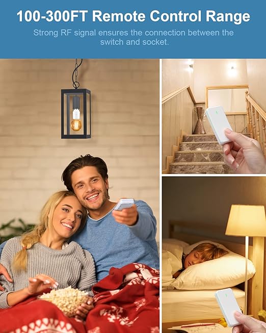 Remote Control Light Socket for 500W E26/E27 Bulb Base Holder, Wireless Wall Mounted Light Switch, 1 Remote Switch & 2 Light Sockets, No Wiring Wireless Light Switch Kit Light Fixtures