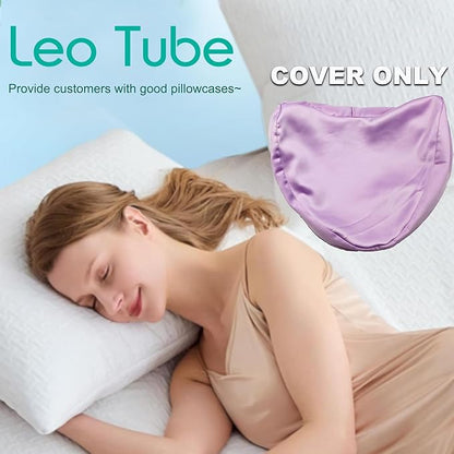 Satin Knee Pillow Cover for Contour Legacy Leg & Knee Foam Support Pillow, Upgraded Invisible Zippered Satin Leg Pillowcase Replacement-Cover ONlY (Blush Purple)