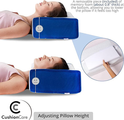 Cube Pillow for Side Sleepers – Adjustable Height 4–5" – Cooling Memory Foam – Cervical Pillow for Neck & Shoulder Pain Relief – Rectangular Pillow with Washable Ventilated Cover & Sleeping Mask