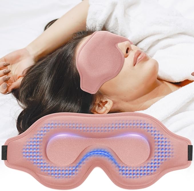 Weighted Eye Mask for Sleeping, 3D Contoured Sleep Mask Blackout with Adjustable Strap, Lash Extensions Sleeping Mask for Travel, Eye Cover Blindfold for Men Women (Pink, 4.6oz)