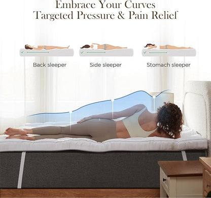 Decroom 3 Inch Memory Foam Mattress Topper Twin for Back Pain Relief, Filled with Breathable Memory Foam Pillow Topper Soft Fluffy Supportive Bed Mattress Pad, 75x39x3 in