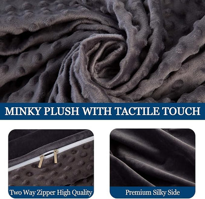 Weighted Blanket with Cover Queen Size Heavy Blanket Removable Soft Grey Blankets Microfiber Washable Heated Weighted Throw Blankets Winter Warm Weighted Comforter 25lbs, 60 * 80