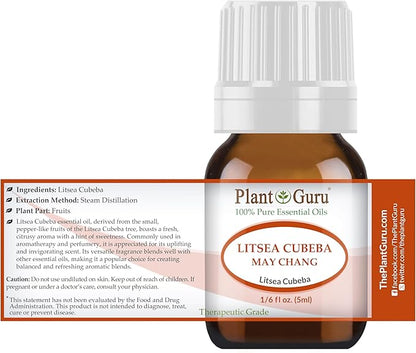 Litsea Cubeba (May Chang) Essential Oil 5 ml. 100% Pure Undiluted Therapeutic Grade.