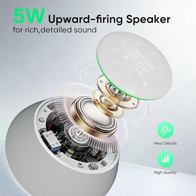 White Noise Sound Machine for Sleeping, 50 Non-Looping Soothing Sounds, 7 Color Night Light with Adjustable Brightness, Timer & Alarm Clock, Touch Screen Control for Baby, Kids, Adults, Home