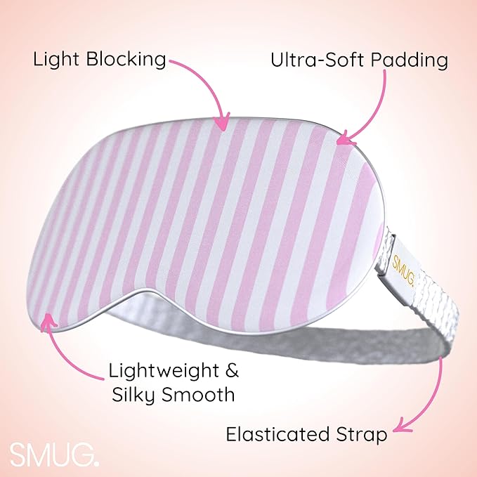 SMUG Satin Sleep Mask - Travel, Night Shift, Sleeping Eye Mask for Women & Men - Soft to Nourish Skin, & Reduce Dark Circles - Deep Dream Sleep Aid Eye Cover to Block Out Light - Candy Shop