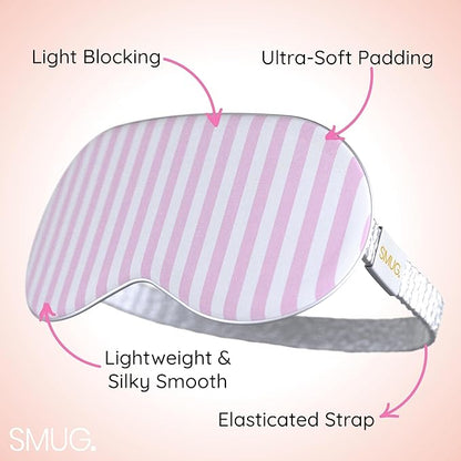 SMUG Satin Sleep Mask - Travel, Night Shift, Sleeping Eye Mask for Women & Men - Soft to Nourish Skin, & Reduce Dark Circles - Deep Dream Sleep Aid Eye Cover to Block Out Light - Candy Shop