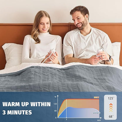 Heated Electric Blanket Queen Size - 84" x 90" Heating Blanket with Dual Control, 10 Heating Levels & 8 Hours Auto Off, Soft Warm Flannel Blanket, Christmas Birthday Gifts for Senior Grandma