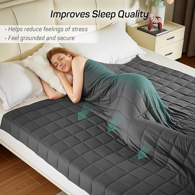 Weighted Blanket for Adults 15lbs, Queen Size Heavy Blanket for 125-180lbs, Weighted Throw Blanket with Premium Glass Beads, Soft Thick Blanket for Adult All-Season, 60 x 80 inches, Dark Grey