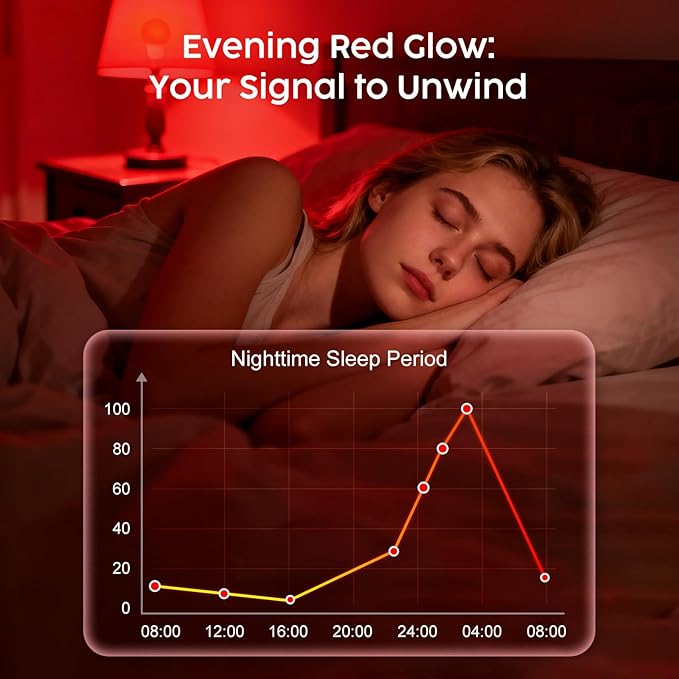 Red Light Bulbs for Sleep, 670nm Natural Sleep Aid Lamp, Blue Light Blocker for Stress Relief, Relaxation, Yoga, Meditation and Travel