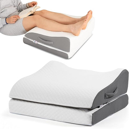 Zomaple Leg Elevation Pillow, Square, White – Reduce Swelling & Improve Circulation – Adjustable 40° Incline, Memory Foam, & Washable Cover – Leg Elevating Pillow for Post-Surgery Knee & Ankle Relief