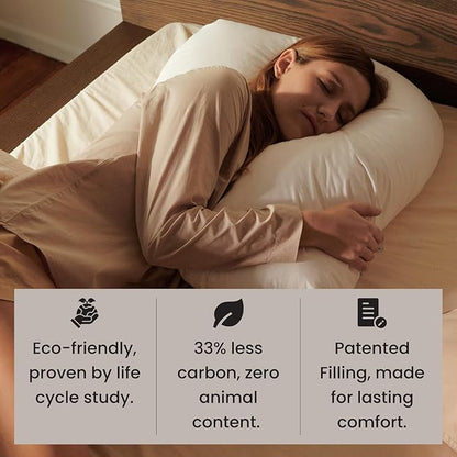 FOSSFLAKES Side Sleeper Pillow L-Shaped with Cover – Ergonomic Contour Cushion for Body Alignment – Orthopedic Support, Luxury Breathable Bedding by Nordic Sleep