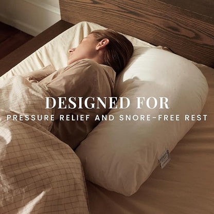 FOSSFLAKES Side Sleeper Pillow L-Shaped with Cover – Ergonomic Contour Cushion for Body Alignment – Orthopedic Support, Luxury Breathable Bedding by Nordic Sleep