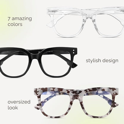 miyya Blue Light Glasses for Women & Men – Oversized UV & Blue Light Blocker Chunky Frames, Stylish Eyewear Accessories