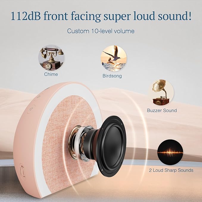 ANJANK Loud Alarm Clock with Wireless Bed Shaker, Vibrating Dual Alarm with Light Wake Up for Heavy Sleepers & Hearing Impaired, 9-Color Night Light, 8 Alarms, 0-100% Dimmer, USB Charger, Bedroom