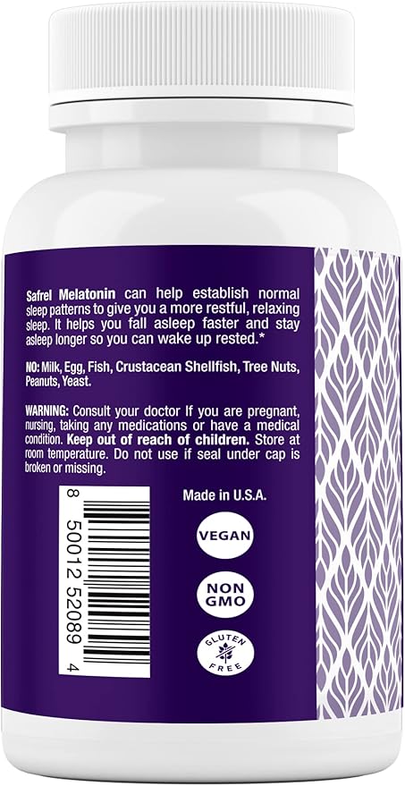 Safrel | Melatonin 20mg | Fast Dissolve Tablets | 120 Count | Strawberry Flavor | Sleep Support | High Absorption Formula | Non-Habit Forming | Vegan