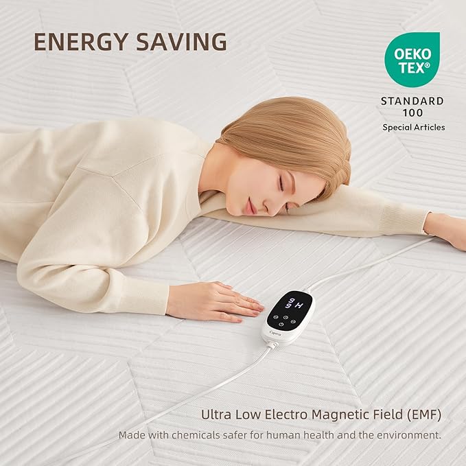Multizone Waterproof Heated Mattress Pad, Individual Body &Feet Electric Mattress Bed Warmer 9 Heat Settings, 1-12Hours Auto Off, Deep Pocket, Fast Heating, Machine Washable Cal King 72" x 84"