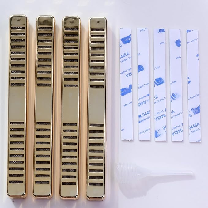 4 Pack Cigar Humidifier Strips for Humidor, Reusable Long-Lasting Humidity Control Solution with Adhesive & Dropper - Compact, Portable Travel Design for Cigar Box, Jar, Cabinet, Case (Gold)