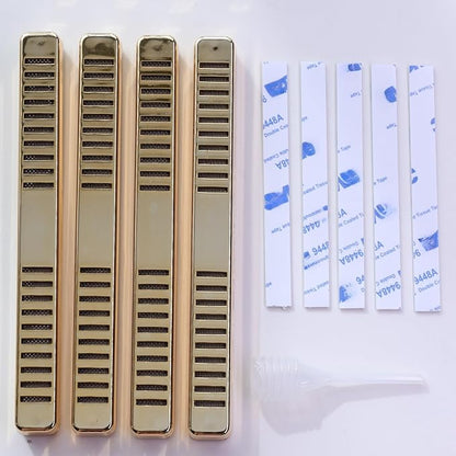 4 Pack Cigar Humidifier Strips for Humidor, Reusable Long-Lasting Humidity Control Solution with Adhesive & Dropper - Compact, Portable Travel Design for Cigar Box, Jar, Cabinet, Case (Gold)