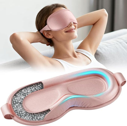Weighted Eye Mask for Sleeping - Sleep Mask for Women & Men, Blackout 3D Contoured Sleeping Mask for Side Sleeper, Zero Pressure Soft Night Eye Cover with Adjustable Strap for Travel, Pink