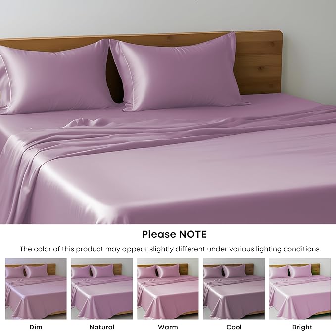 LINENWALAS Full Flat Sheet Only - Rayon Derived from Bamboo Silk Bed Sheet, Premium Breathable Cooling Sheet, Soft Top Sheet (Full, Lilac)