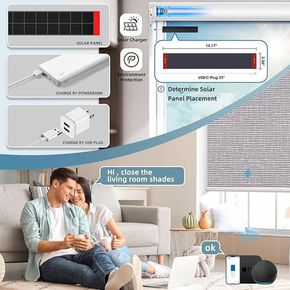 SmartWings Motorized Roller Shades Work with Homekit, 100% Blackout Smart Blinds for Windows, Cordless Remote Control Window Shades, Safar Rock Grey, Customized Size