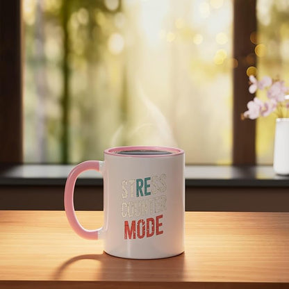 Relaxation Breathing Vagus Nerve Stimulation Stress Relief Ceramic Mug, Pink/White