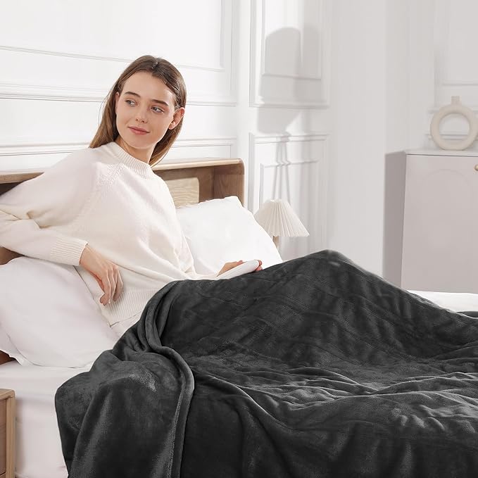 Electric Blanket Queen Heated Blanket Queen Size 84''X 90'' Soft Cozy Flannel with Dual Controller Heating Blanket of 5 Heating Level & 10 Hour Auto Off, ETL & FCC Certified, Machine Washable
