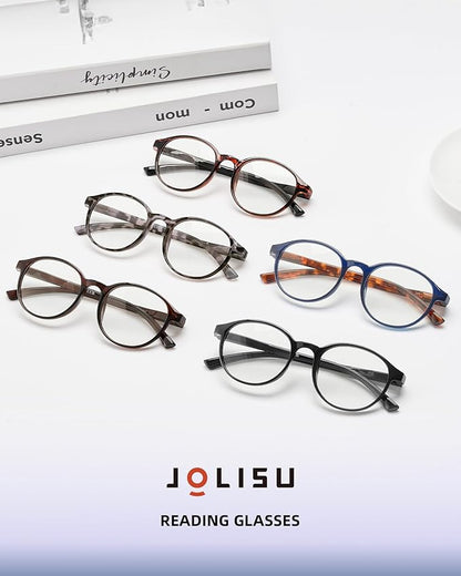 5 Pack Reading Glasses For Women,Blue Light Blocking Computer Reader Spring Hinge Eyeglasses