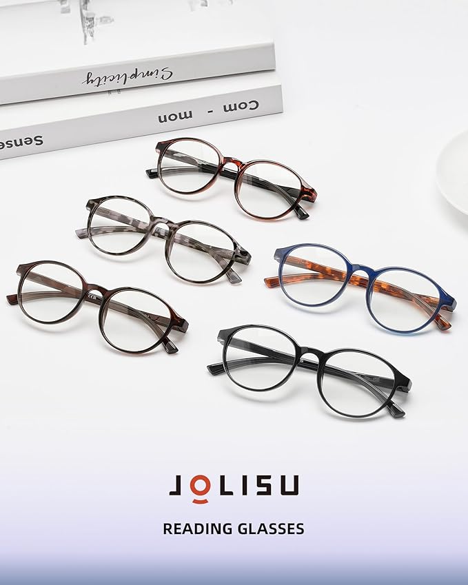 5 Pack Reading Glasses For Women,Blue Light Blocking Computer Reader Spring Hinge Eyeglasses