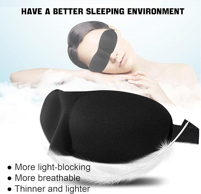 Sleep Mask Pack of 3, 100% Block Out Light, 3D Eye Masks for Sleeping, Night Blindfold for Men Women, Back and Side Sleeper, Ultralight Travel Eye Cover Multi-Colored