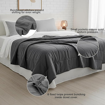 Smart Queen Weighted Blanket for Adults (Queen Size 60x80,15lbs) Large Soft Heavy Blanket Machine Washable for Fall, Bedding &Napping with Soft Cotton (60x80 | 15lbs Grey)