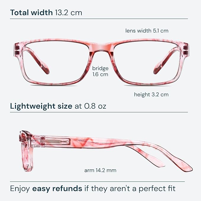 Gaoye 1.25 Professional Reading Glasses for All Day - Computer Readers with Blue Light Protection - Value Pack