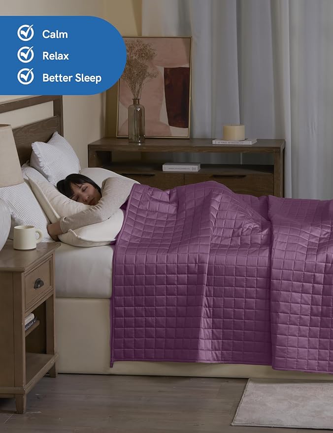 YnM Exclusive Cooling Rayon Derived from Bamboo, Smallest Compartments, Bed Blanket for One Person of 190lbs, Ideal for Queen/King Bed (60x80 Inches, 20 Pounds, Fuchsia Purple)