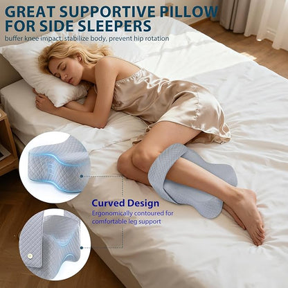 Knee Pillow for Side Sleepers Hip Pain Relief,Leg Pillow for Side Sleeping w/ Adjustable Strap,Sciatica Back Pain Relief,Pillow for Between Knees|leg While Sleeping,Knee Pillow Support Spine Alignment