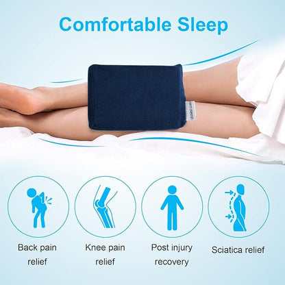 ZOAN Knee Pillow for Side Sleepers, Memory Foam Leg Pillow for Side Sleeping, Knee Pillow for Hp Pain Relief-Sciatica Pain Relief Blue