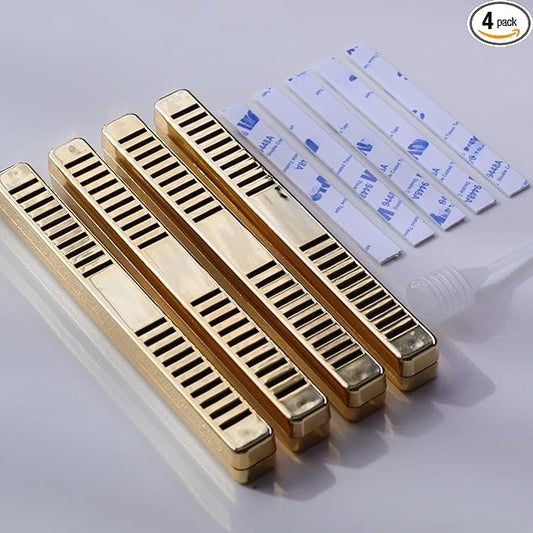 4 Pack Cigar Humidifier Strips for Humidor, Reusable Long-Lasting Humidity Control Solution with Adhesive & Dropper - Compact, Portable Travel Design for Cigar Box, Jar, Cabinet, Case (Gold)