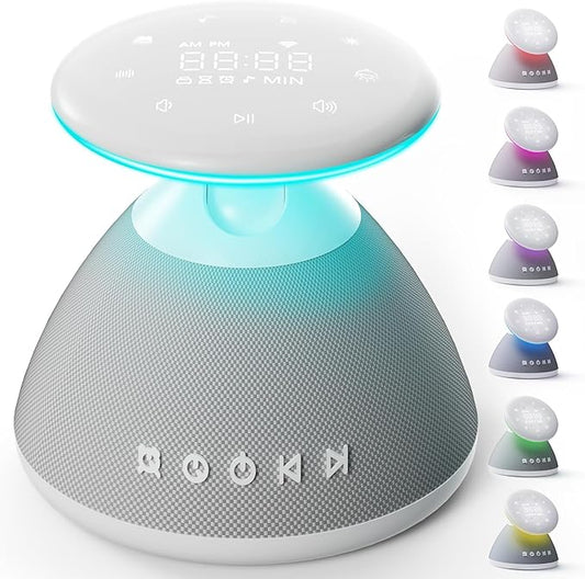 White Noise Sound Machine for Sleeping, 50 Non-Looping Soothing Sounds, 7 Color Night Light with Adjustable Brightness, Timer & Alarm Clock, Touch Screen Control for Baby, Kids, Adults, Home