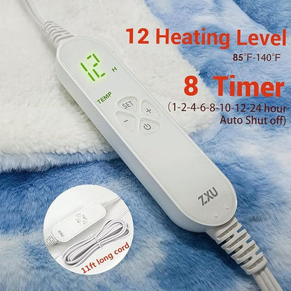 Heated Weighted Blanket,48" x 72" Twin Size Heated Weighted Sherpa Blanket for Adult, 15 Lbs,Weighted Heated Plush Blanket With Glass Beads,12 Heating Levels & 1-24 Hour Auto-Off, Machine Washable