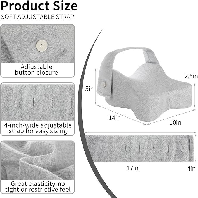 Pregnancy Knee Pillow for Side Sleepers with Strap, Memory Foam Leg Pillow for Sciatica Pain Relief, Hip & Back Support, Alignment Cushion for Pregnant Women, Post Surgery Leg Elevation (Gray)